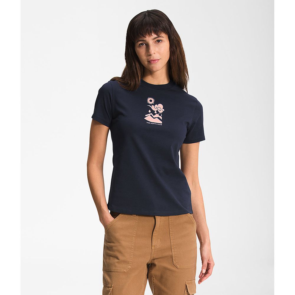 The North Face T-Shirts Womens Australia - The North Face Short Sleeve Himalayan Bottle Source Navy